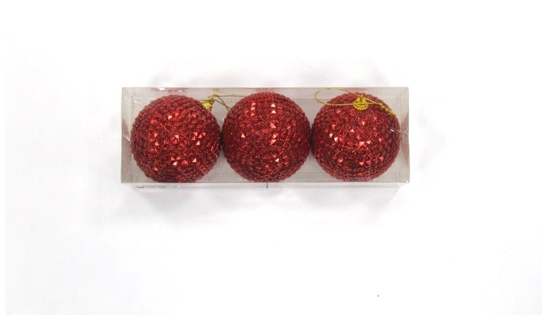 Набор ёлочных шаров (8 см 3 шт.) Красный