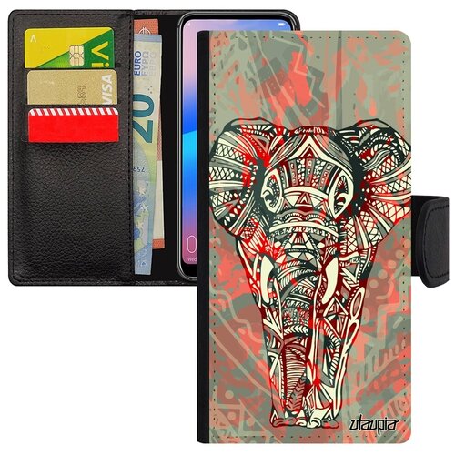 фото Простой чехол-книжка на мобильный // huawei p20 pro // "слон" мудрый стиль, utaupia, розовый