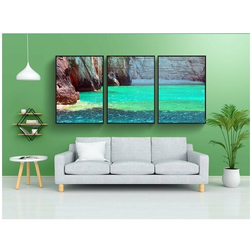 фото Набор модулных постеров для интерьера "море, горные породы, пляж" 60x90 см. в тубусе, без рамки lotsprints