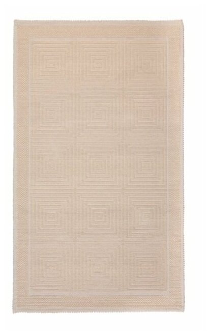 Ковер / Палас на пол хлопковый безворсовый 80x150 см Washed кремовый - фотография № 1