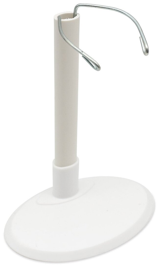 фото 28892 Подставка для кукол овальная 10см, H-13-23см : пластик/металл, цв. белый