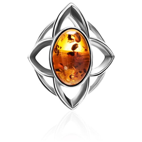 фото Amberholl серебряная подвеска «амьен» со вставкой коньячного янтаря