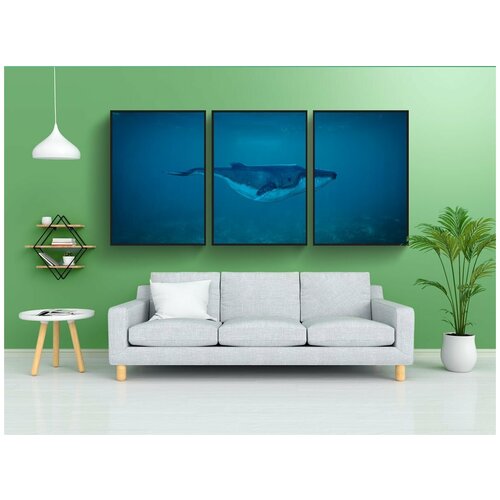 фото Набор модулных постеров для интерьера "кит, океан, море" 60x90 см. в тубусе, без рамки lotsprints