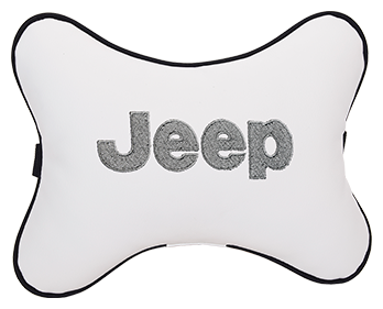 Автомобильная подушка на подголовник экокожа Milk с логотипом автомобиля JEEP