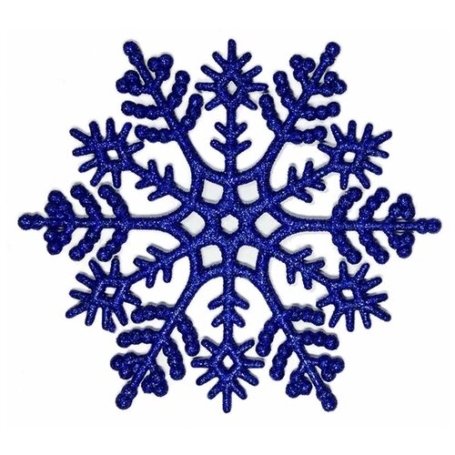 фото Набор снежинок классика, эконом, глиттер, синие, 12 см, (в упаковке 8 шт.), морозко mab000-синий morozco