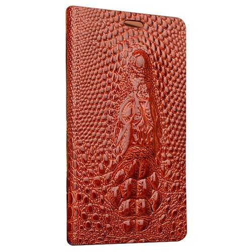 фото Чехол-книжка mypads premium для sony xperia zr c5502/ c5503 из натуральной кожи с объемным 3d рельефом головы кожи крокодила роскошный эксклюзивный светло-коричневый