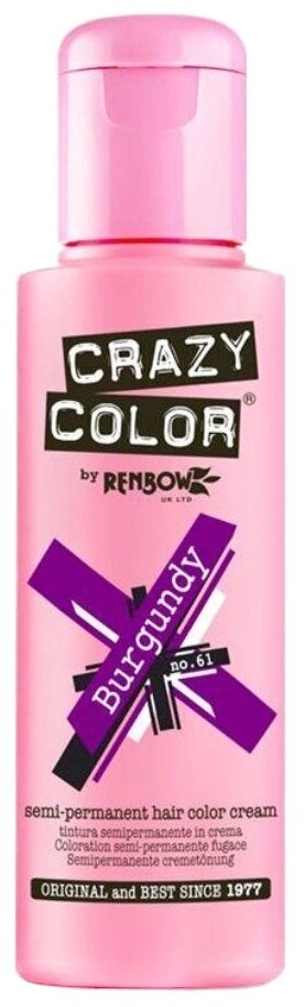 Crazy Color Краситель прямого действия Semi-Permanent Hair Color Cream, 61 burgundy, 100 мл