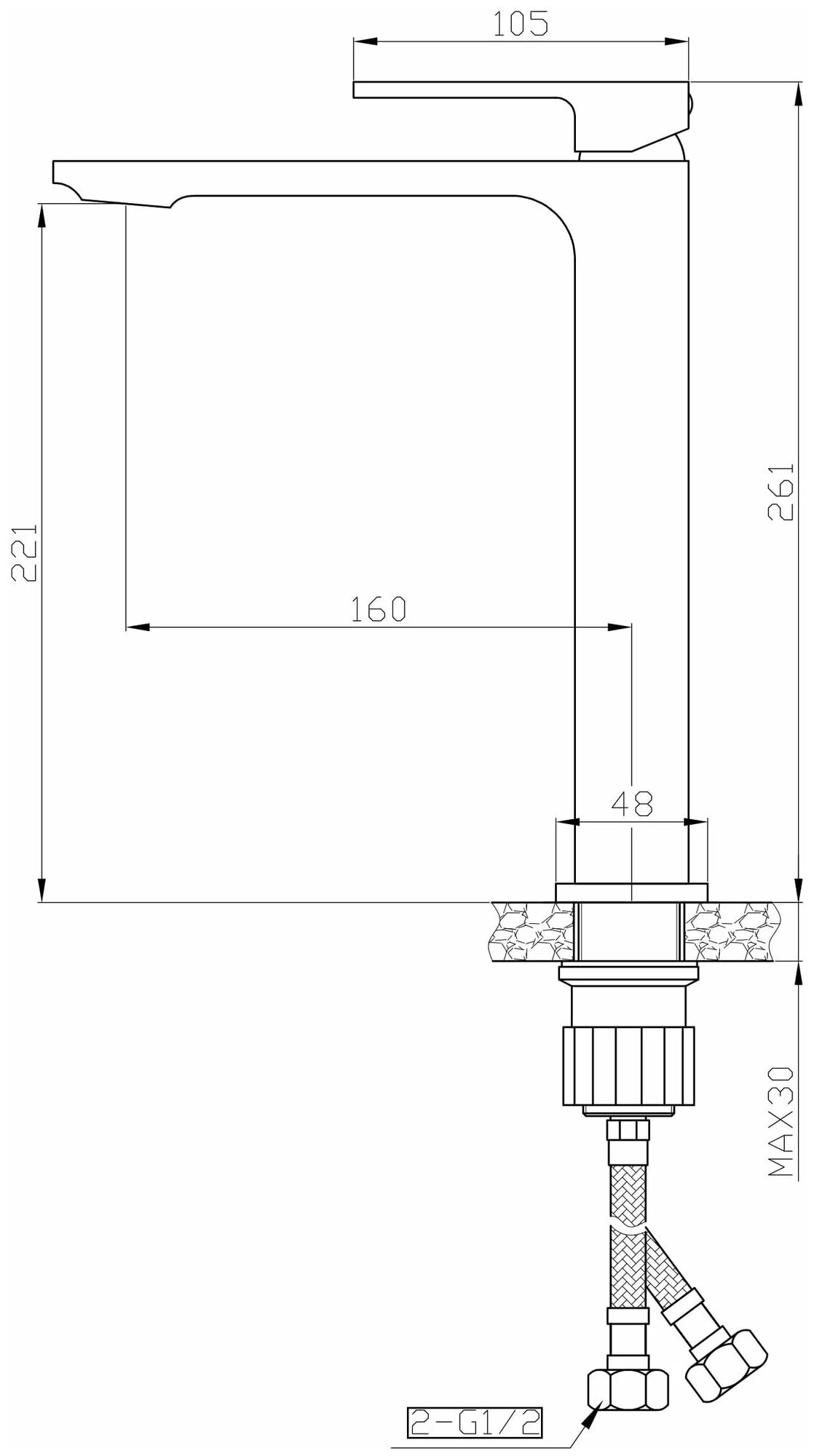 Смеситель для раковины, для накладной раковины, высокий Orange Lutz M04-121b, черный - фотография № 17