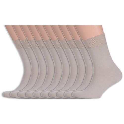 Комплект из 10 пар мужских носков ТМ CAVALLIERE (RuSocks) темно-бежевые, размер 27