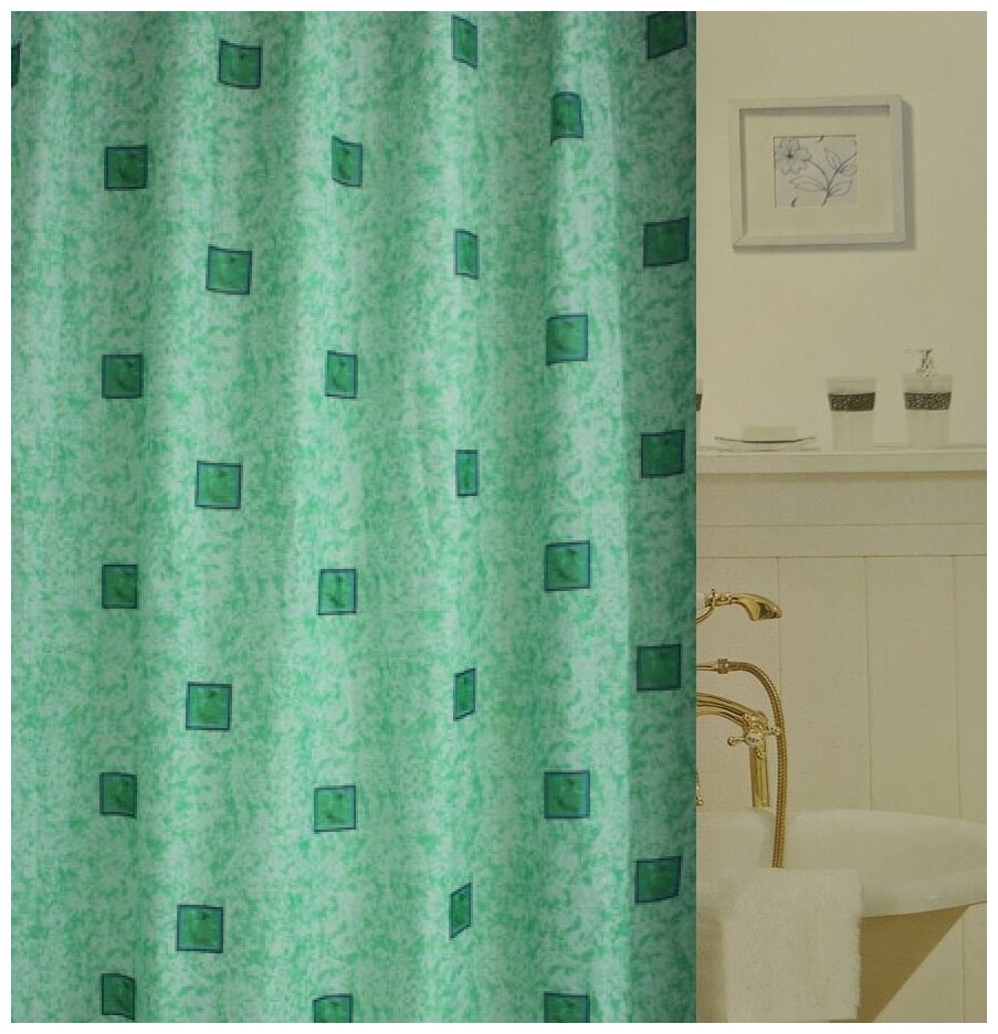 Шторка для ванной комнаты YQL 1170 зеленая 180х200