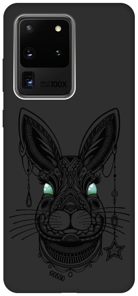 Ультратонкая защитная накладка Soft Touch для Samsung Galaxy S20 Ultra с принтом "Grand Rabbit" черная