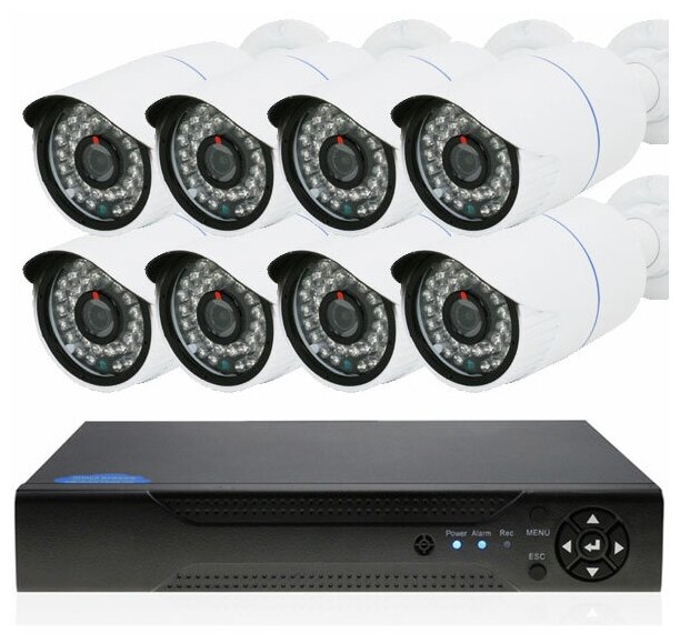 Комплект видеонаблюдения IP 2Мп PS-link KIT-C208IP-POE 8 камер для улицы