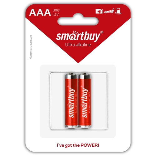 Батарейка SmartBuy AAA LR03 Ultra Alkaline, в упаковке: 2 шт. батарейки мизинчиковые videx turbo lr03 2 bl 2 шт