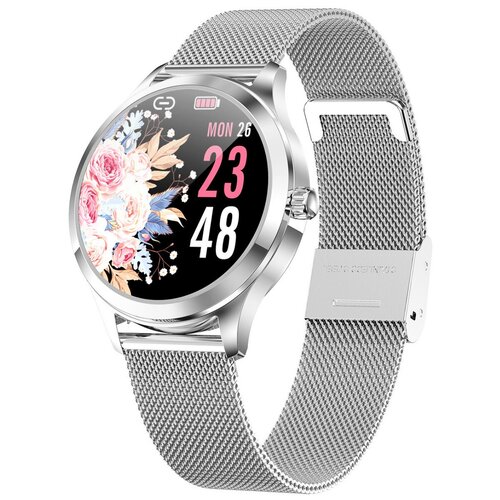 фото Смарт часы фитнес браслет, умные часы женские наручные kingwear lw07, смарт часы женские с давлением, пульсометром, шагомером, счетчиком калорий, smart watch круглые серебряные водонепроницаемые