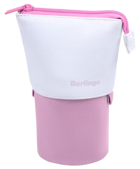 Пенал-стакан 1 отделение, 170*75 Berlingo "Pink case", вельвет, экокожа
