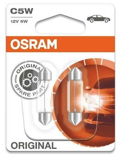 Лампа автомобильная вспомогательная Osram ORIGINAL LINE, C5W, 12V, цоколь SV8.5-8, 2 шт