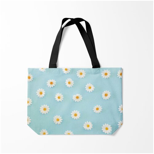 фото Сумка-шоппер / 46х35 см / популярные иллюстрации / природа узор с ромашками burnettie