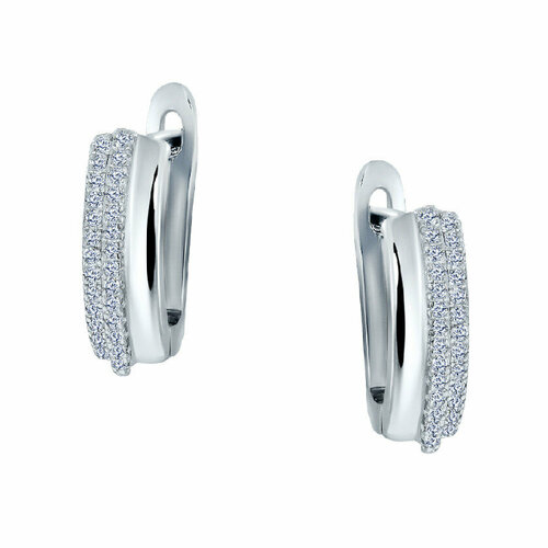 Серьги Fidelis, серебро, 925 проба, родирование, фианит, золотой