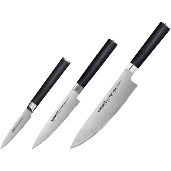 Набор из 3 ножей "Поварская тройка" Samura Mo-V SM-0230/K (10, 21, 85), G-10