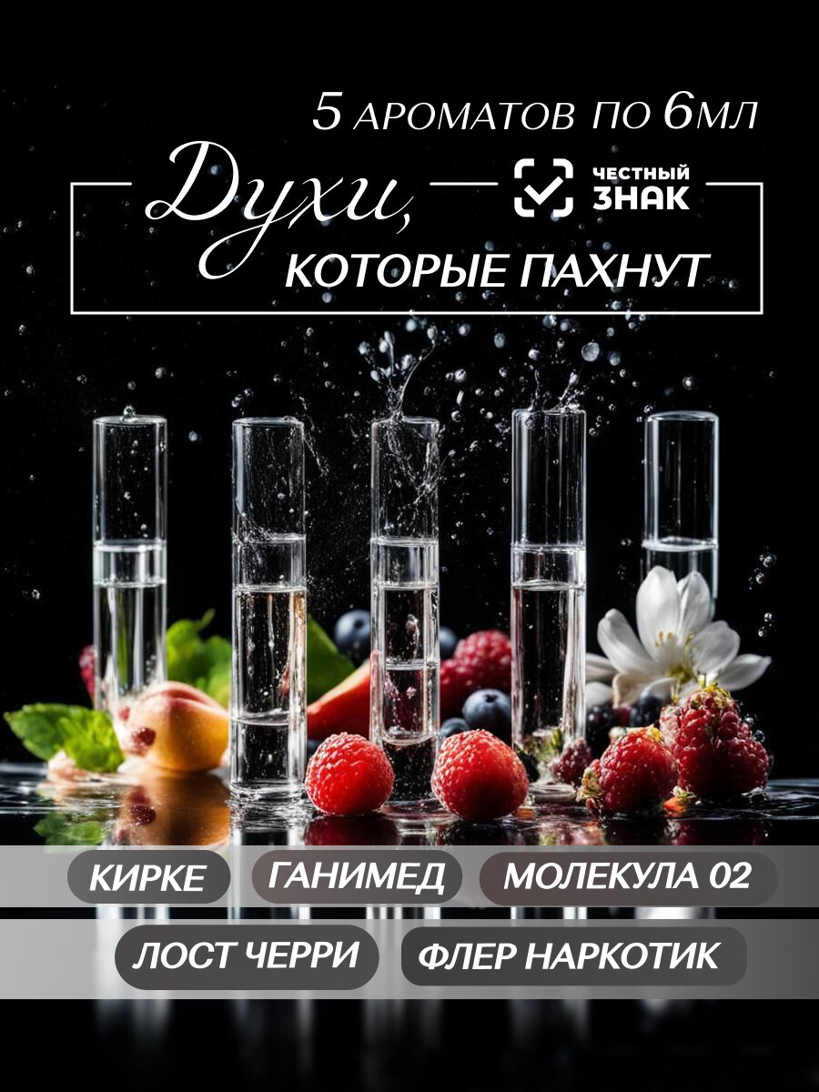 Набор мини духов №1 селективные ароматы 5 шт по 6 мл в рефилах Molecules 02 Kirke Fleur Narcotique Lost Cherry Ganymede