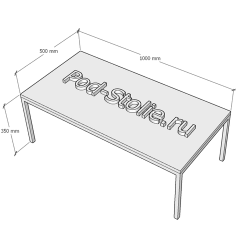 Журнальный столик лофт Standart 01, с размерами 100х35х50 см