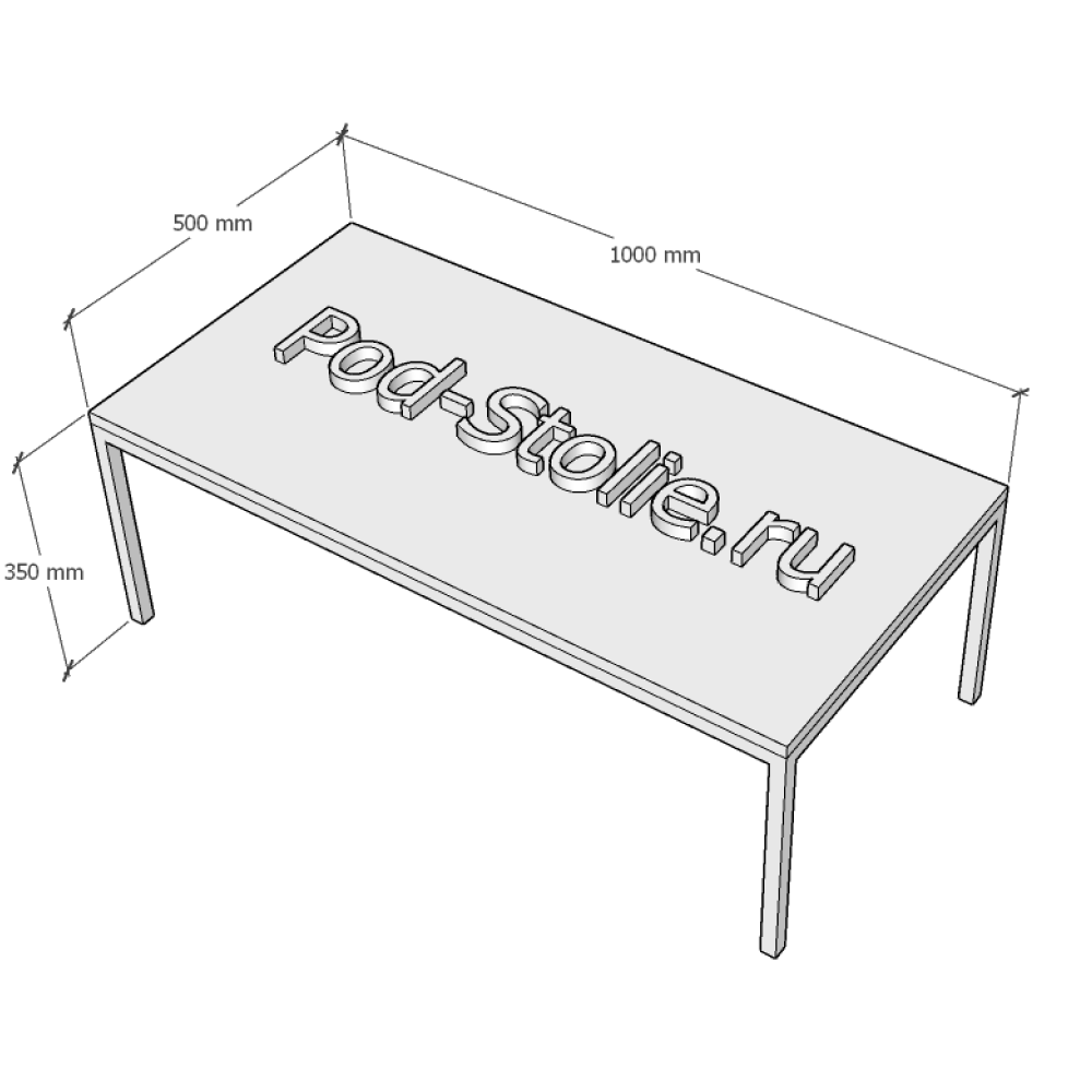 Журнальный столик лофт Standart 01, с размерами 100х35х50 см