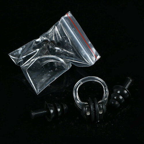 Набор для плавания E36868-6 беруши и зажим для носа, черный набор для плавания в zip lock беруши и зажим для носа бирюзовый спортекс e36868 5