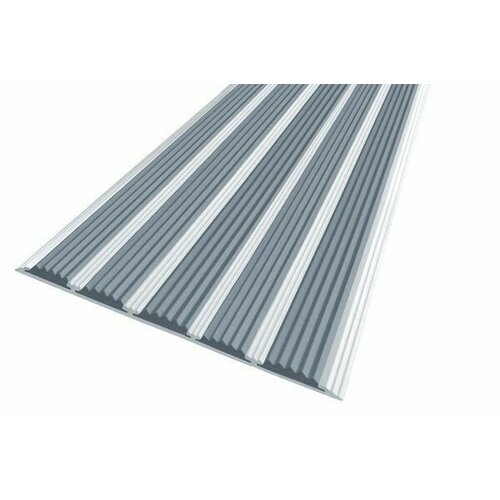 Алюминиевая полоса противоскользящая с пятью вставками 162 мм 15 метра серая накладка на ступени против скольжения 3024₽