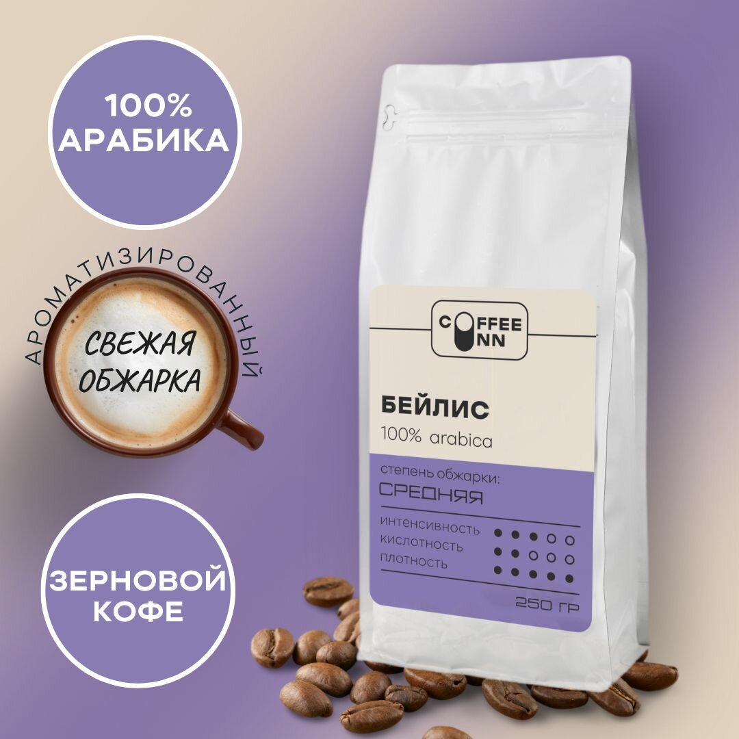Кофе в зернах 250 гр бейлис 100% арабика свежая обжарка СOFFEE INN Arabica/ароматизированный/бразилия
