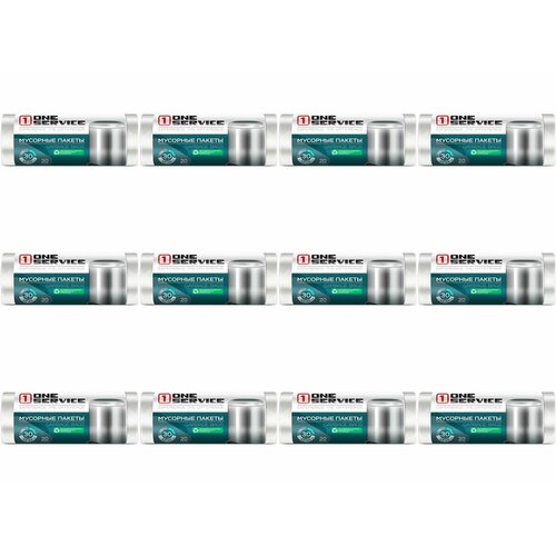 One service Мешки, пакеты для мусора, ONE service,45х49 см, 20 л, 30 штук, белые, 12 упаковок