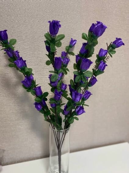 Куст розы на 7 ветвей 45 см, синие /искусственный