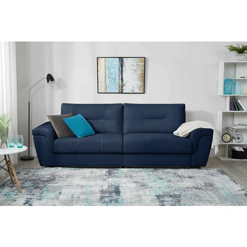 Диван-кровать Кембридж раскладной, механизм еврокнижка, раздельное раскладывание, цвет синий, велюр, ящики для белья, 264х102х94