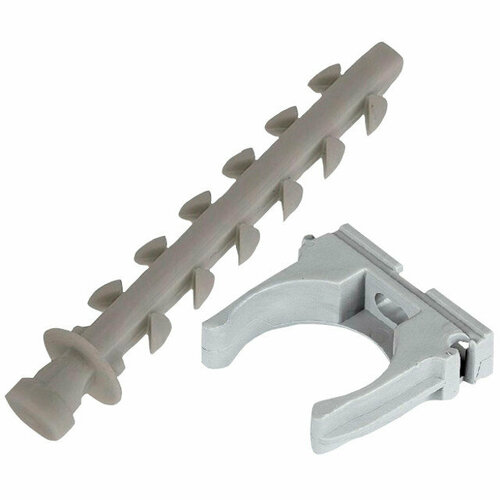 Клипса для крепления труб d20мм 8х50мм с дюбелем 10шт серый 599₽