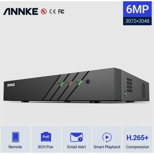 ANNKE H265 8-канальный сетевой видеорегистратор PoE для 6-мегапиксельной5-мегапиксельной4-мегапиксельной1080p720p IP-камеры видеонаблюдения для домашнего бизнеса Удаленный доступ 16540₽