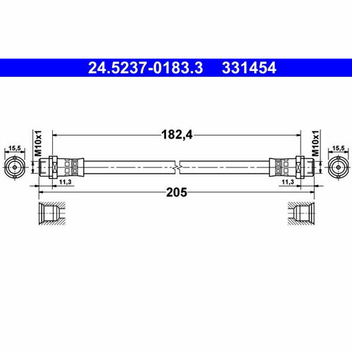 Тормозной шланг, ATE 24.5237-0183.3 (1 шт.)