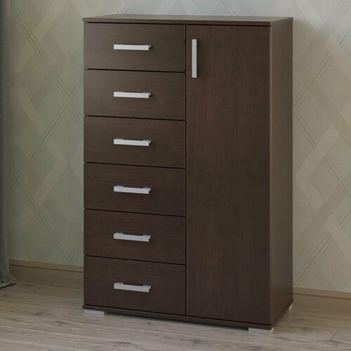 Изображение товара Высокий комод с 6 ящиками и дверцей МагМебель №26 венге
