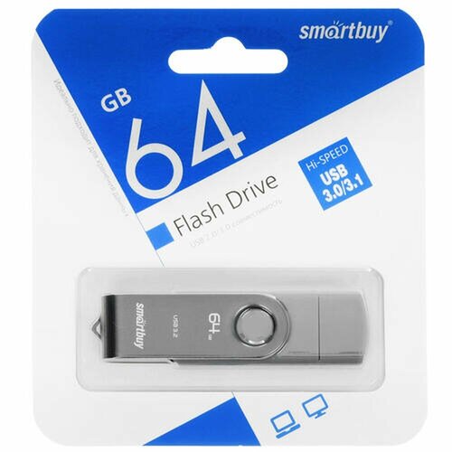 Память OTG USB Flash 64 ГБ SmartBuy Twist Dual [SB064GB3DUOTWK] память otg usb flash 128 гб smartbuy twist dual [sb128gb3duotwk]