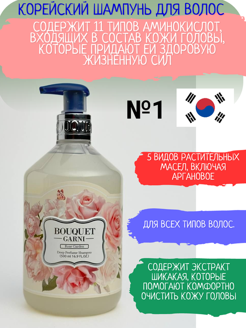 Корейский парфюмированный шампунь для волос Bouquet Garni роза