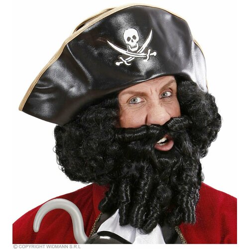 Парик Пирата вьющийся парик черный пирата дикаря с бородой
