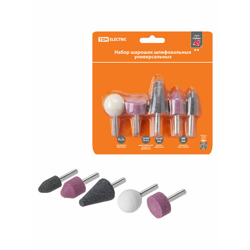 Набор шарошек шлифовальных абразивных 6 мм L 45-60 мм универсальные 5 шт Рубин TDM 349₽