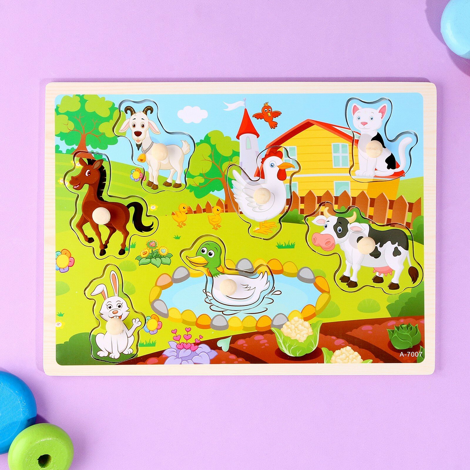 Рамка-вкладыш деревянные «Животные на ферме» Лесная мастерская