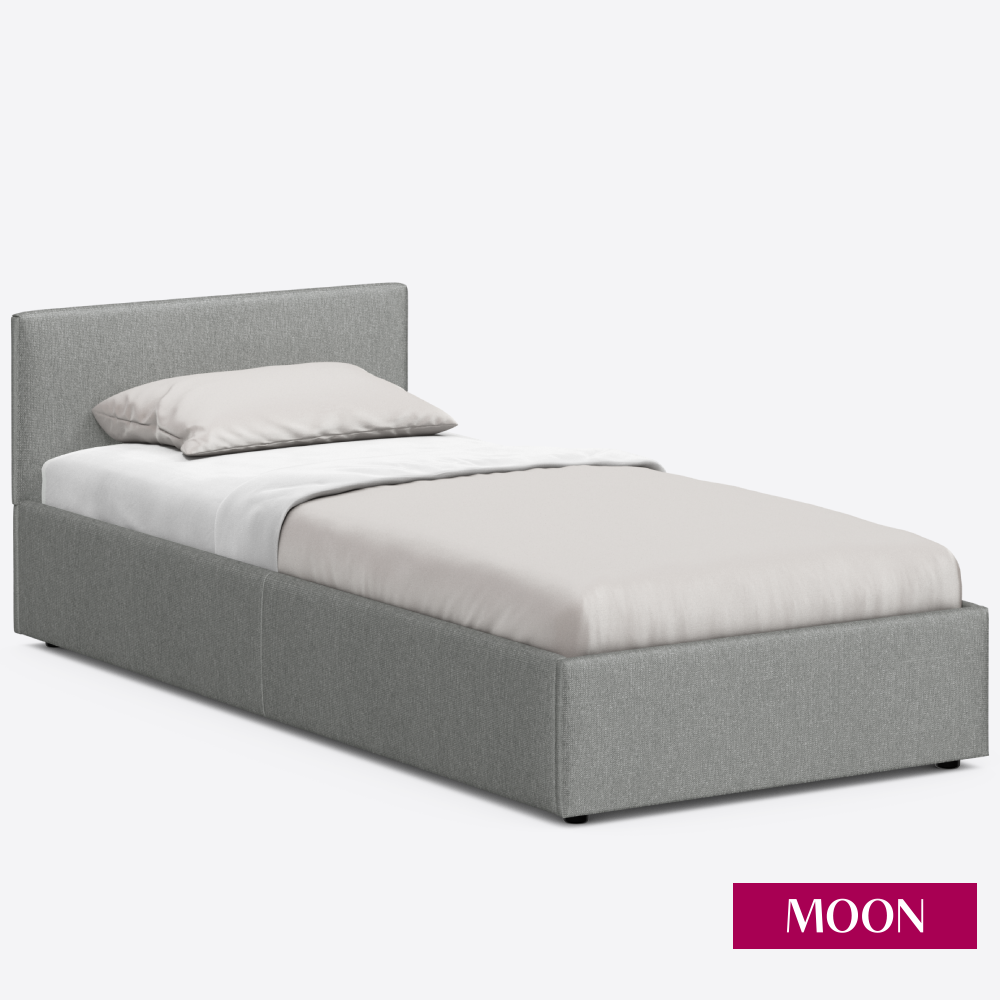 Кровать односпальная без подъёмного механизма, MOON FAMILY 1250, размер 90х200 см, рогожка серая. Ортопедическое основание в комплекте