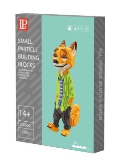 3д конструктор, Зверополис лис Ник, пластиковый, из миниблоков 3d, НЕ совместим с лего — фото 1