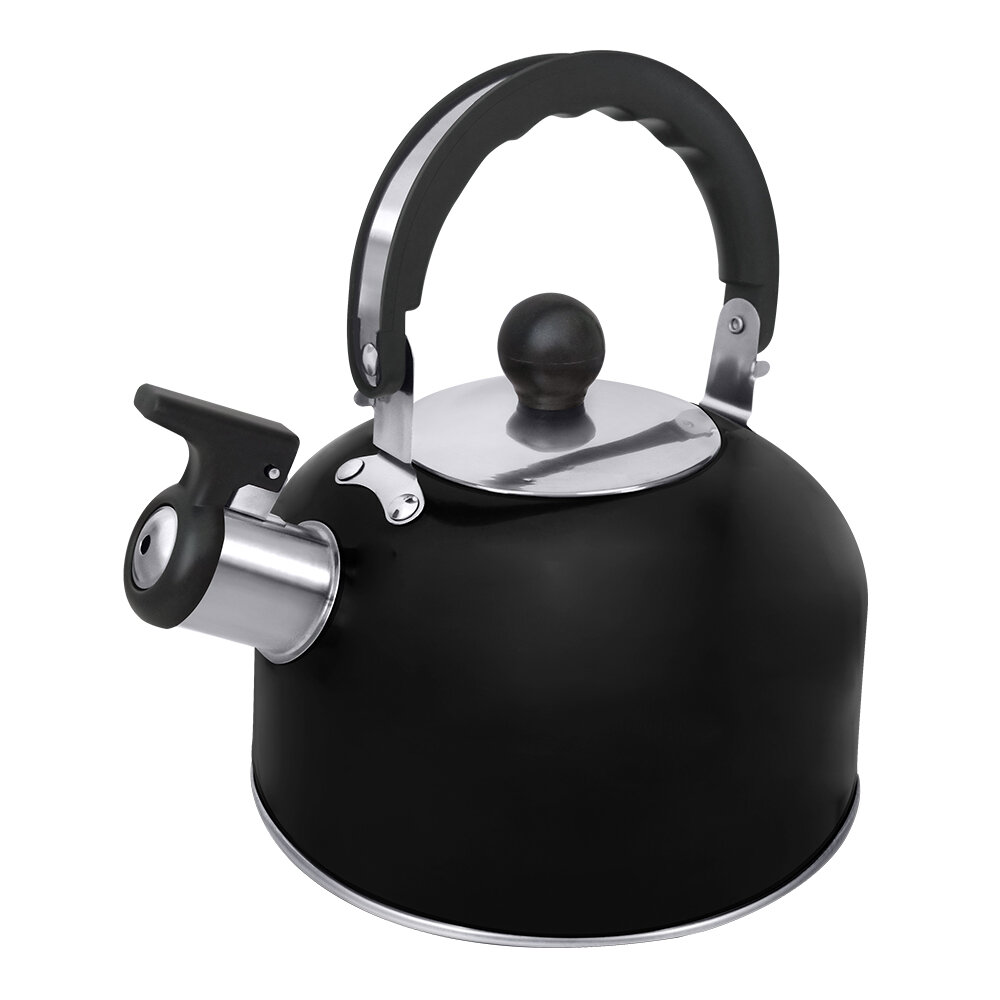 Чайник со свистком Home Element HE-WK1603B, нержавеющая сталь, пластик, чёрный, 3 л