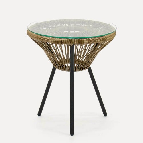 Изображение товара Кофейный стол KORNERA "Акапулько", каркас черный, искусственный ротанг бронзовый