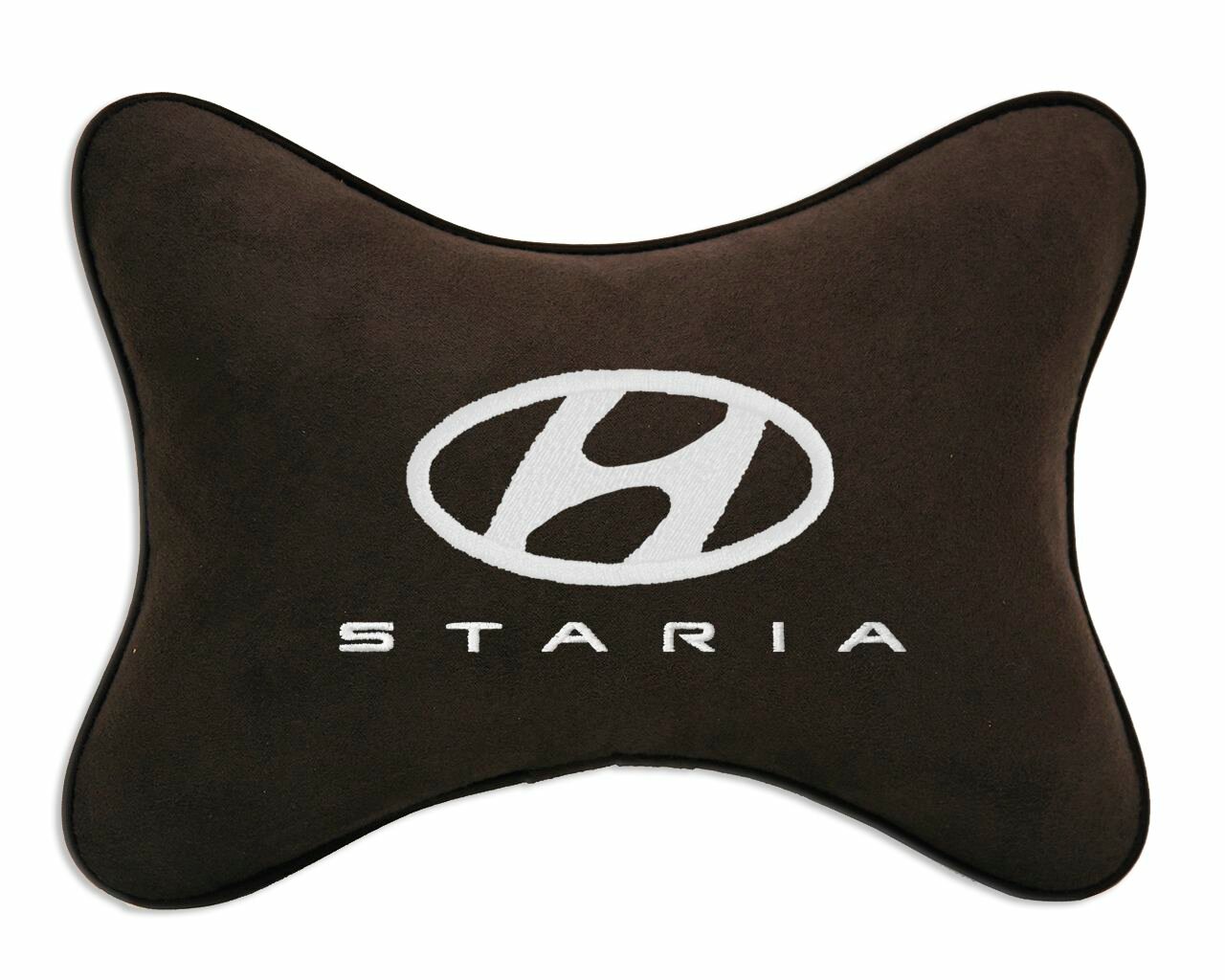 Подушка автомобильная на подголовник коричневая алькантара HYUNDAI Staria