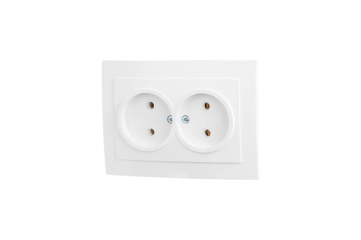 Розетка двойная скрытая юпитер Стандарт белая, пластик (JP7420-04)