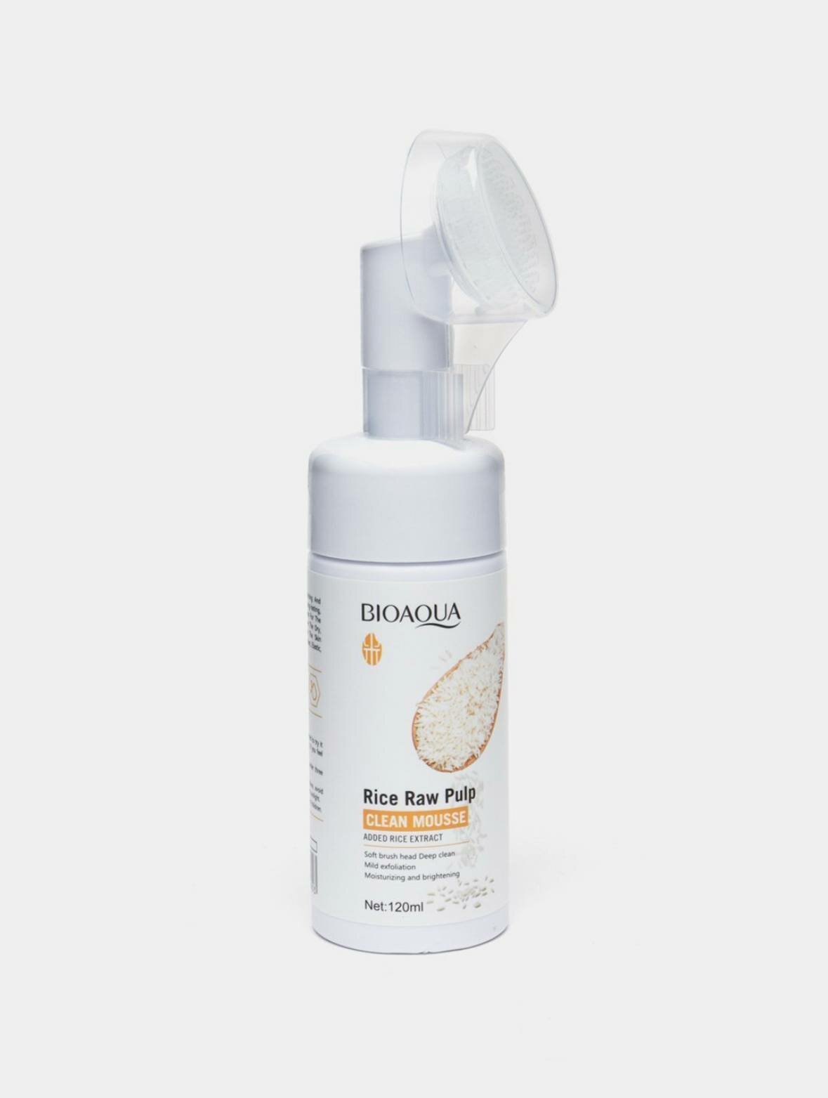 Мусс-пена для умывания лица с экстрактом риса, против акне, с щеточкой, 120 мл — фото 1