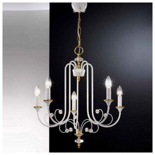 Люстра - Kolarz - 0303.85. C3 - белая с золотом, красные абажуры