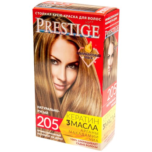 vip s prestige бриллиантовый блеск стойкая крем краска для волос 231 каштановый 100 мл VIP's Prestige Бриллиантовый блеск стойкая крем-краска для волос, 205 натурально-русый